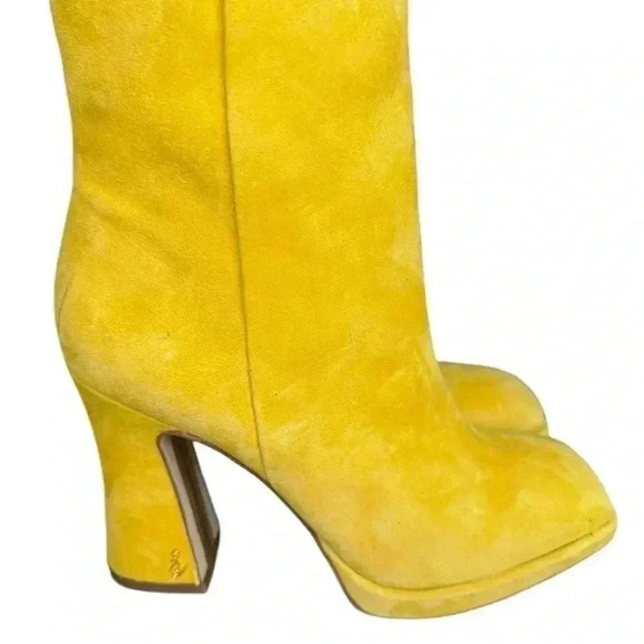Sam Edelman Jaye Platform suede boots size 7.5 sunny yellow color. - Picture 3 of 16